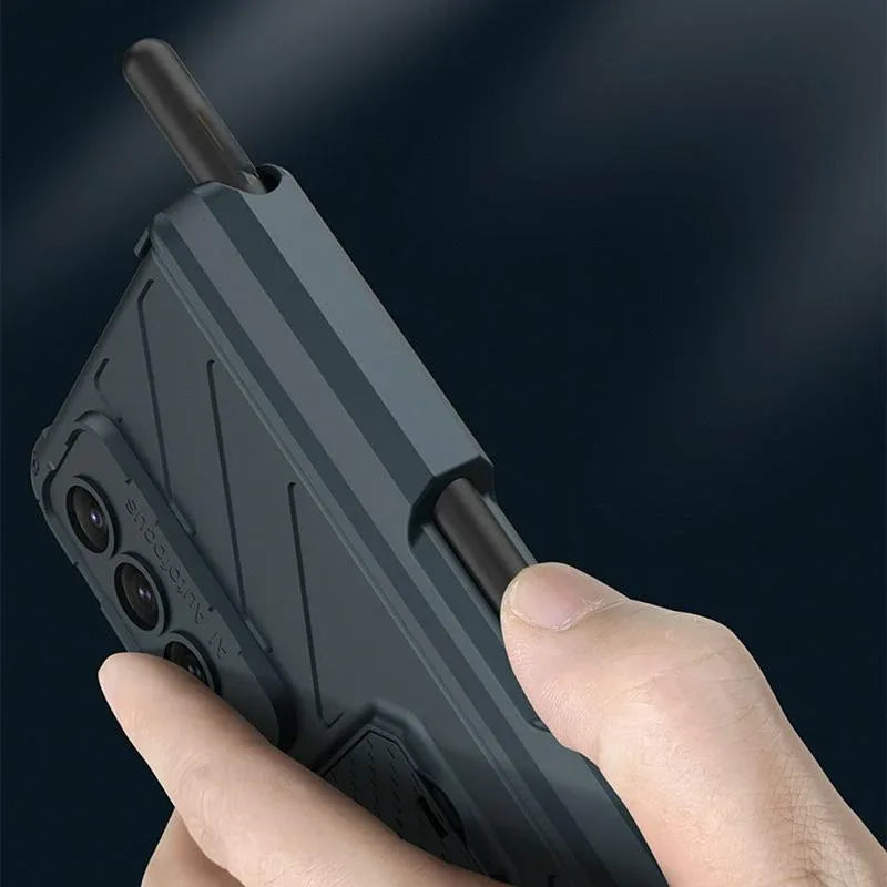 For Samsung Galaxy Z Fold4 5G Magnetic Armor Case With Push Pen - Black - Mekamart Australia