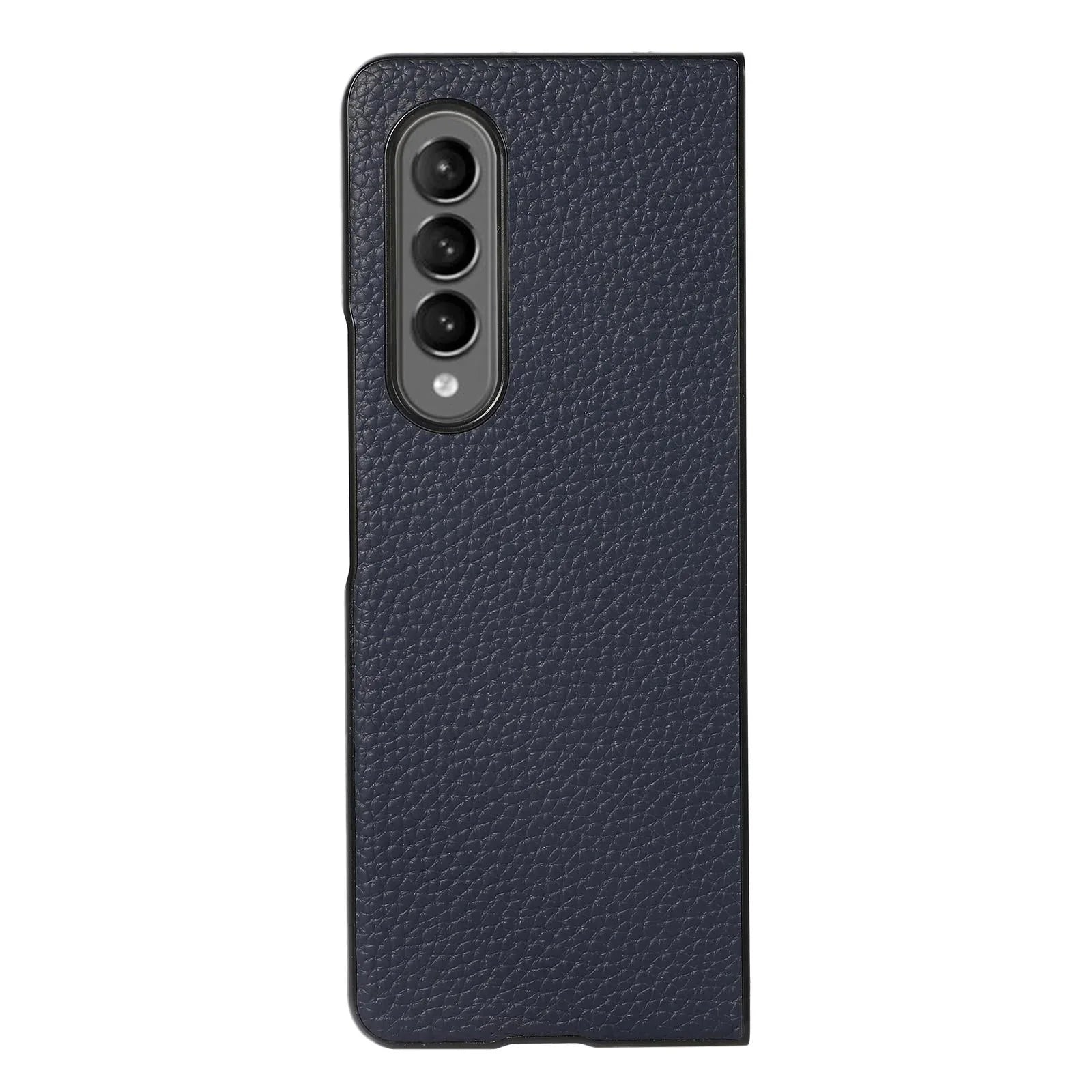 For Samsung Galaxy Z Fold4 5G Litchi Texture Case - Two Tone - Blue - Mekamart Australia