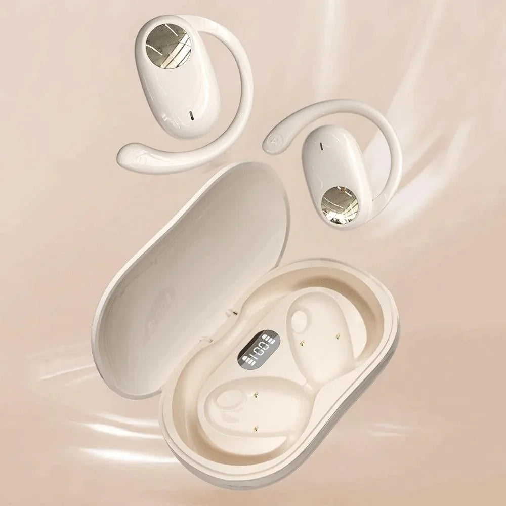 Wireless Dual-mic Bluetooth Earphones with Noise Reduction and Led Display - Skin-Colour - Mekamart Australia