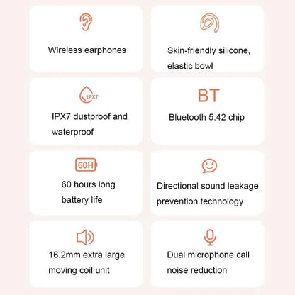 Wireless Dual-mic Bluetooth Earphones with Noise Reduction and Led Display - Skin-Colour - Mekamart Australia