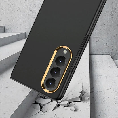 For Samsung Galaxy Z Fold4 5G Electroplating Lens Frame Case - Ultra Thin - White - Mekamart Australia