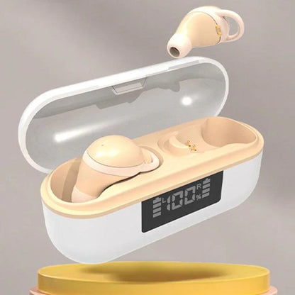 Wireless Noise-cancelling Earbuds with Digital Display and Charging Case - Skin Colour - Mekamart Australia