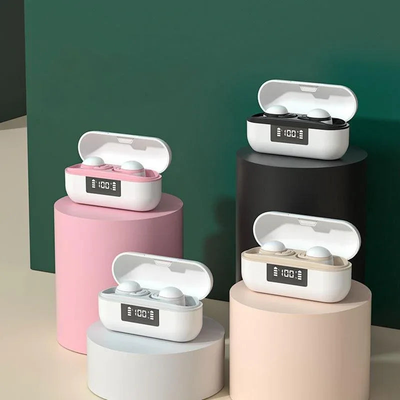 Wireless Noise-cancelling Earbuds with Digital Display and Charging Case - Skin Colour - Mekamart Australia