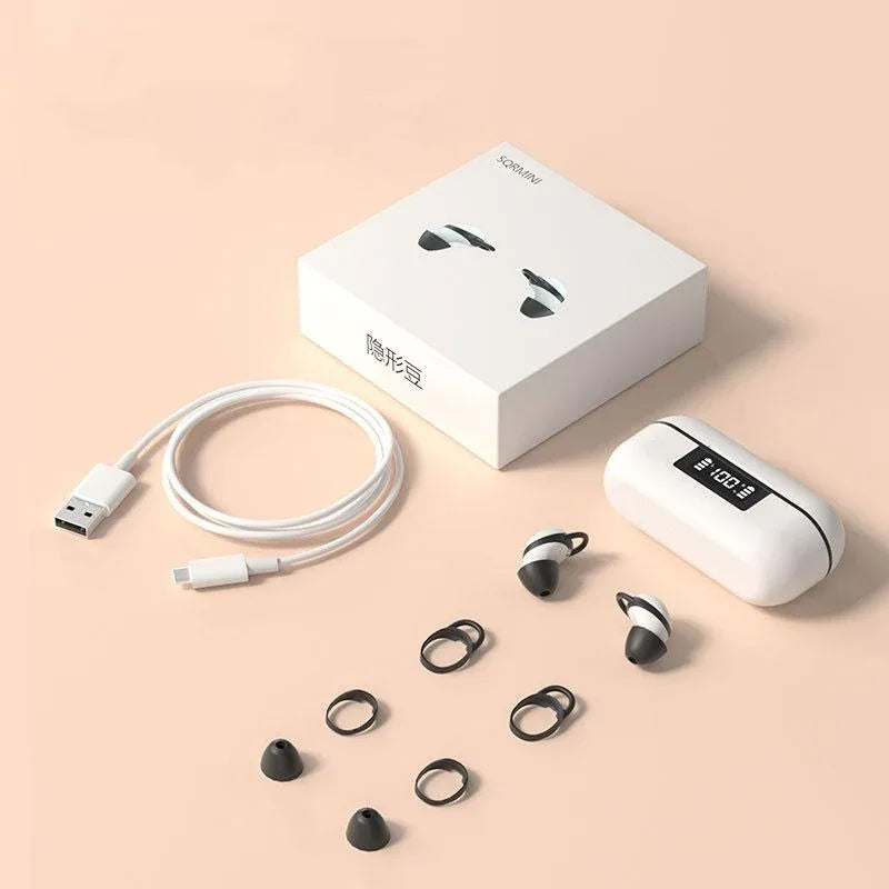 Wireless Noise-cancelling Earbuds with Digital Display and Charging Case - Skin Colour - Mekamart Australia