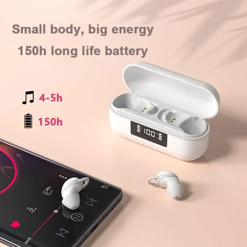 Wireless Noise-cancelling Earbuds with Digital Display and Charging Case - Skin Colour - Mekamart Australia