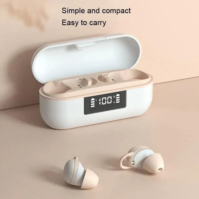 Wireless Noise-cancelling Earbuds with Digital Display and Charging Case - Skin Colour - Mekamart Australia