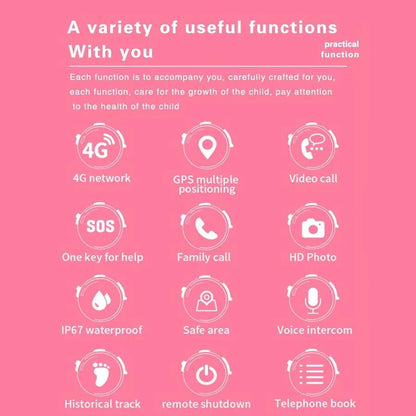 1.4 Inch 4G Gps Positioning Children Calling Watch With Sos Function - Black - Mekamart Australia