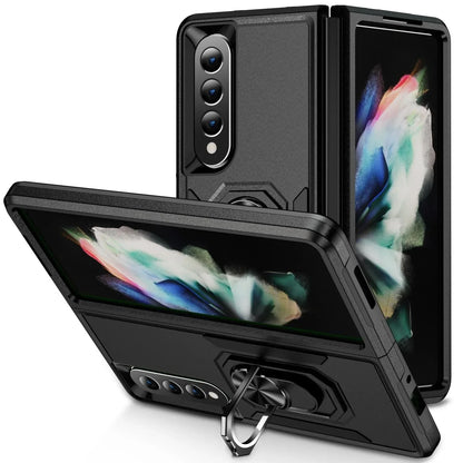 For Samsung Galaxy Z Fold4 5G Shockproof Case With Holder - Pc Tpu - Black - Mekamart Australia
