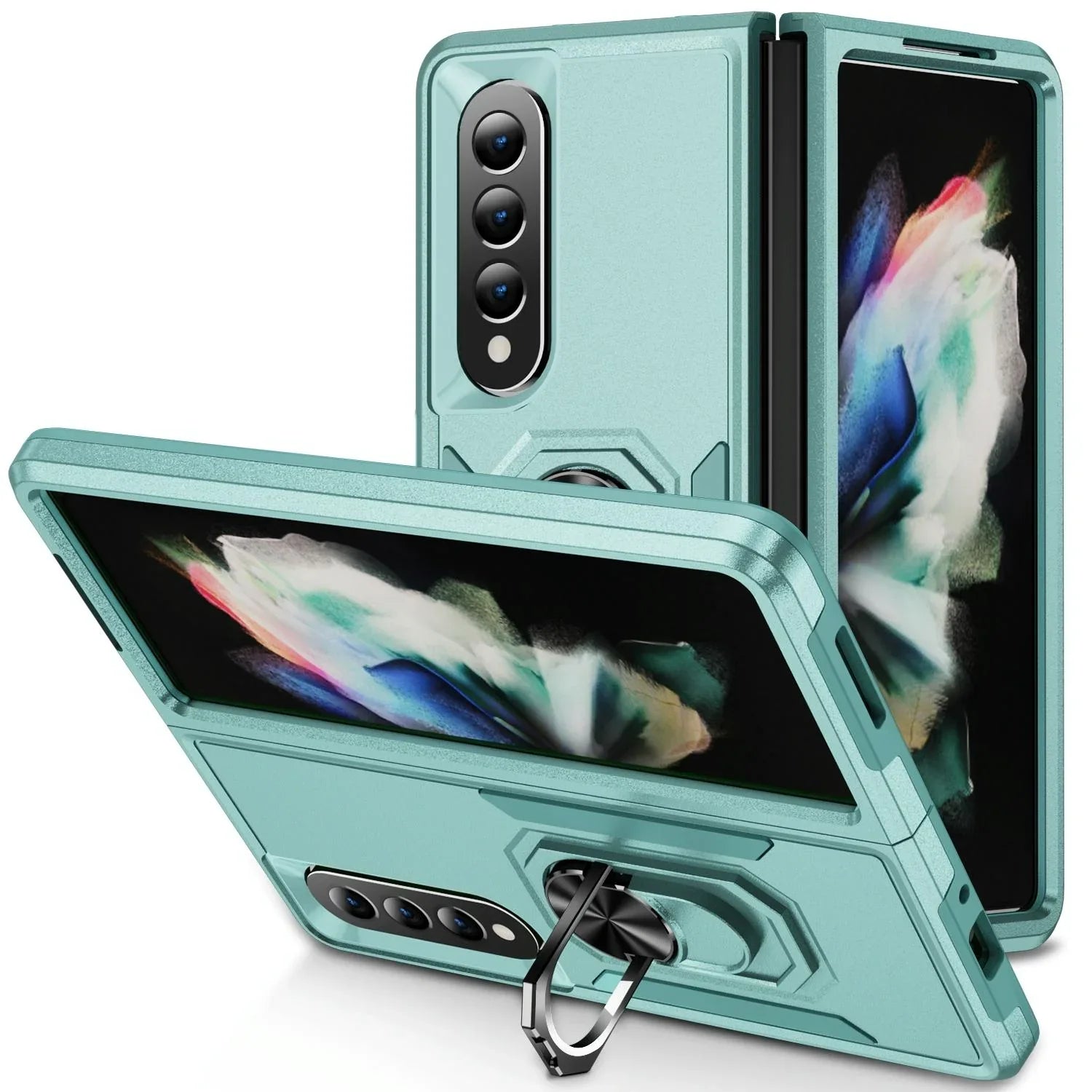For Samsung Galaxy Z Fold4 5G Shockproof Case With Holder - Pc Tpu - Black - Mekamart Australia