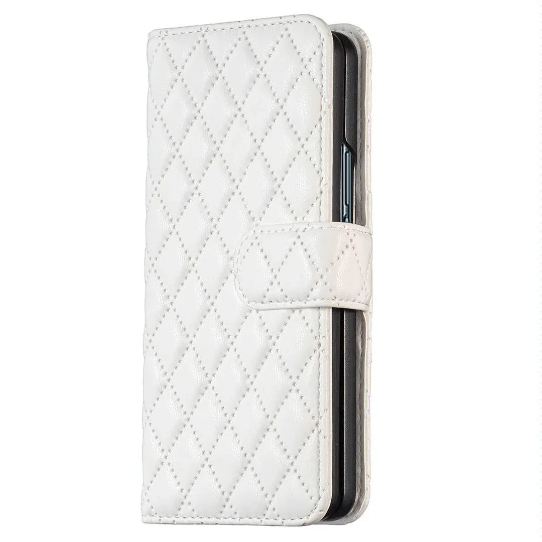 For Samsung Galaxy Z Fold4 5G Diamond Lattice Flip Wallet Case - Pink - Mekamart Australia