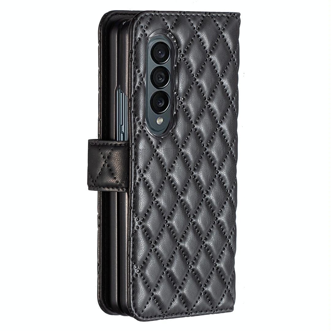 For Samsung Galaxy Z Fold4 5G Diamond Lattice Flip Wallet Case - Pink - Mekamart Australia
