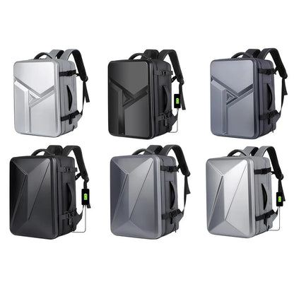 Waterproof Expandable Hard Shell Backpack with Usb Charging - Large Capacity Black - 161 Dark Gray - Mekamart Australia