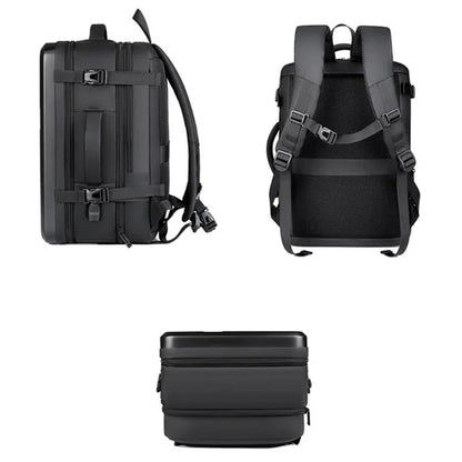 Waterproof Expandable Hard Shell Backpack with Usb Charging - Large Capacity Black - 161 Dark Gray - Mekamart Australia