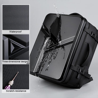 Waterproof Expandable Hard Shell Backpack with Usb Charging - Large Capacity Black - 161 Dark Gray - Mekamart Australia