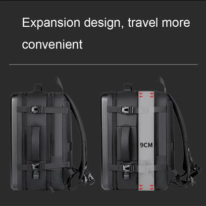 Waterproof Expandable Hard Shell Backpack with Usb Charging - Large Capacity Black - 161 Dark Gray - Mekamart Australia