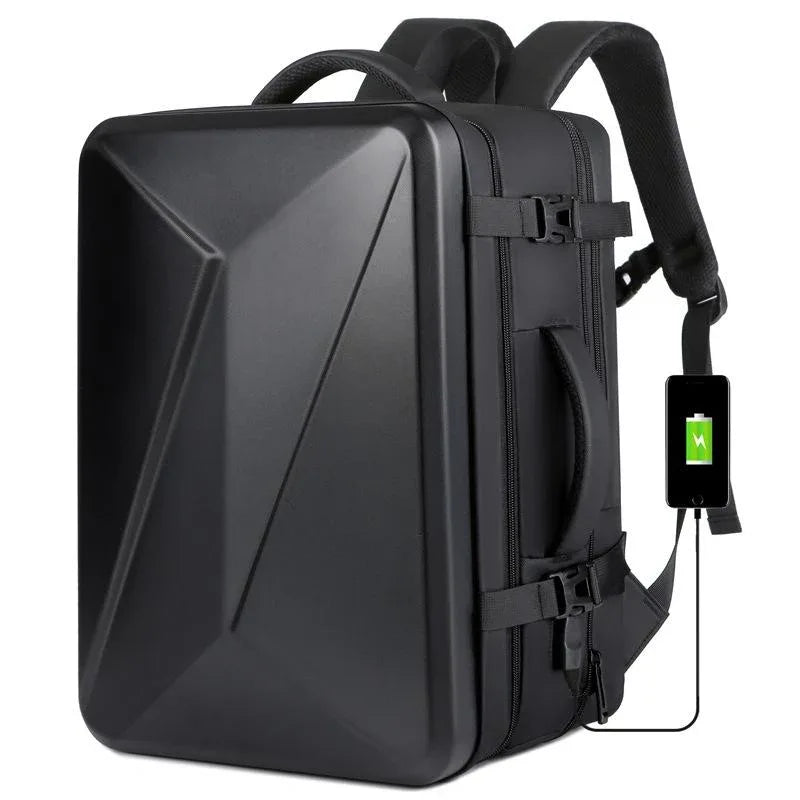 Waterproof Expandable Hard Shell Backpack with Usb Charging - Large Capacity Black - 161 Dark Gray - Mekamart Australia