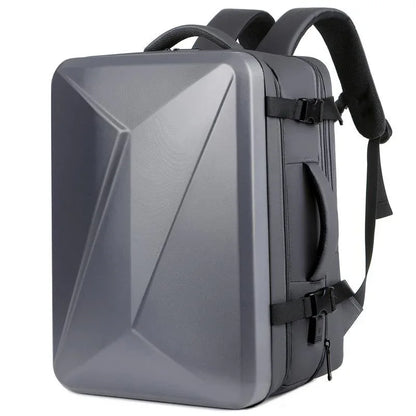 Waterproof Expandable Hard Shell Backpack with Usb Charging - Large Capacity Black - 161 Dark Gray - Mekamart Australia