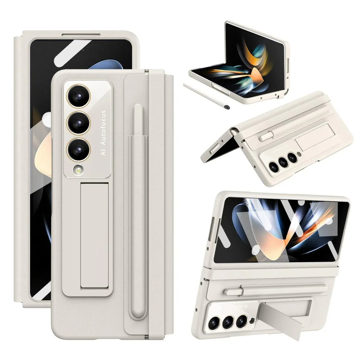 For Samsung Galaxy Z Fold4 5G Full Coverage Pc Case With Pen - White - Mekamart Australia