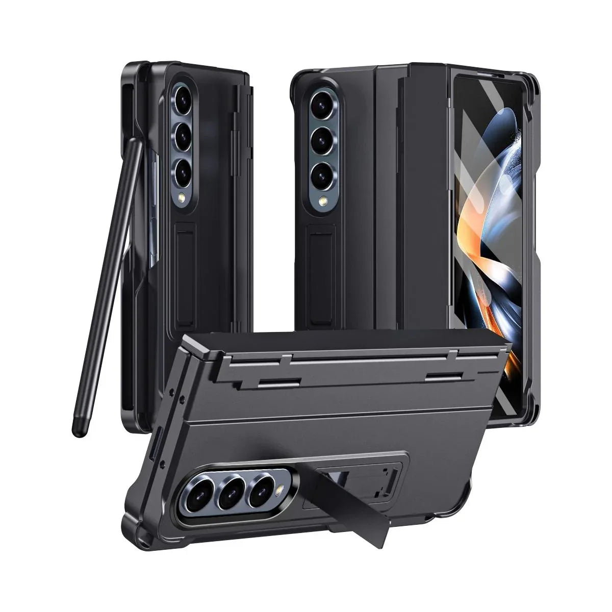 For Samsung Galaxy Z Fold4 5G Shockproof Diamond Case With Hinge And Pen - Black - Mekamart Australia