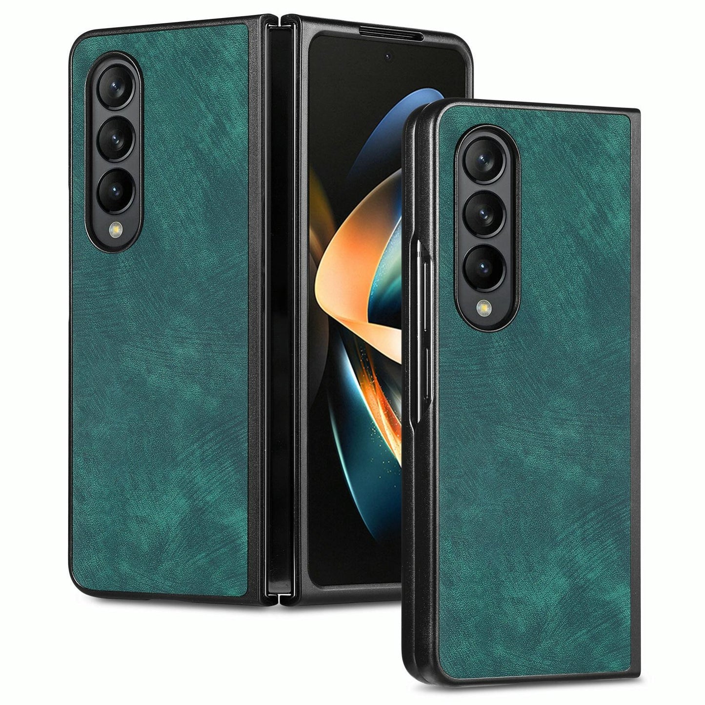 For Samsung Galaxy Z Fold4 5G Pu Back Cover - Solid Colour - Green - Mekamart Australia