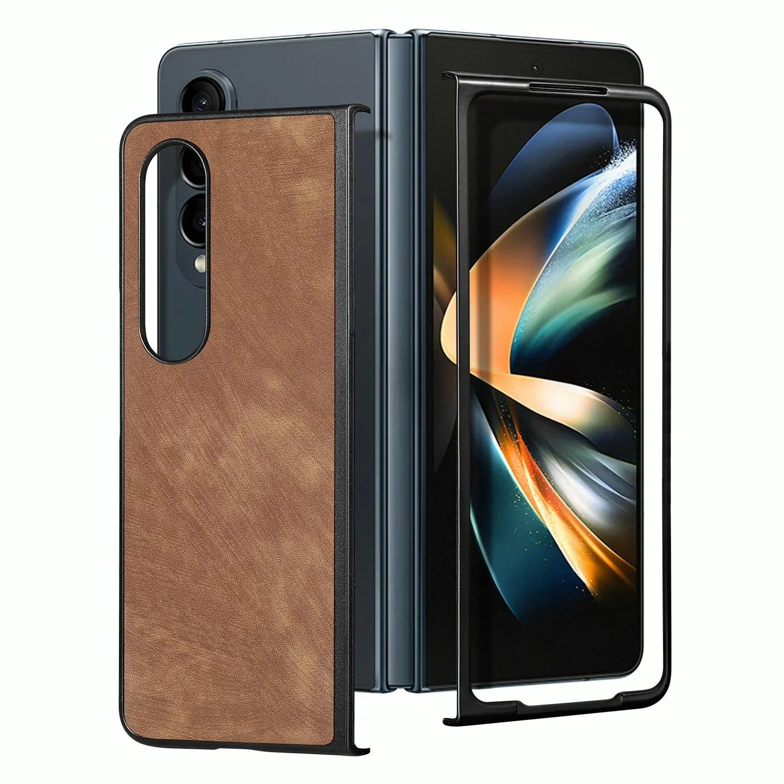 For Samsung Galaxy Z Fold4 5G Pu Back Cover - Solid Colour - Green - Mekamart Australia
