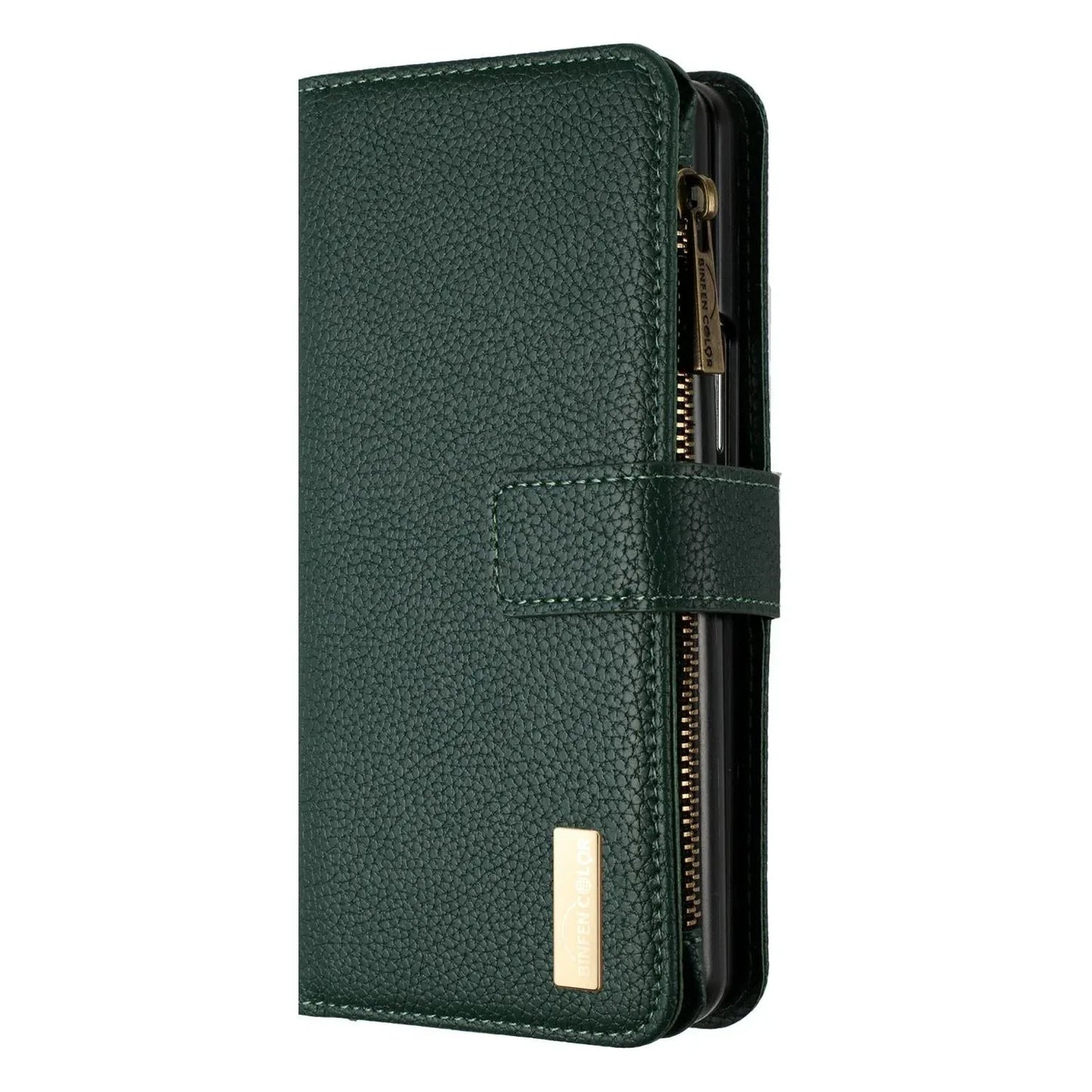 For Samsung Galaxy Z Fold4 5G Litchi Texture Zip Wallet - Green - Mekamart Australia