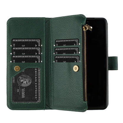 For Samsung Galaxy Z Fold4 5G Litchi Texture Zip Wallet - Green - Mekamart Australia