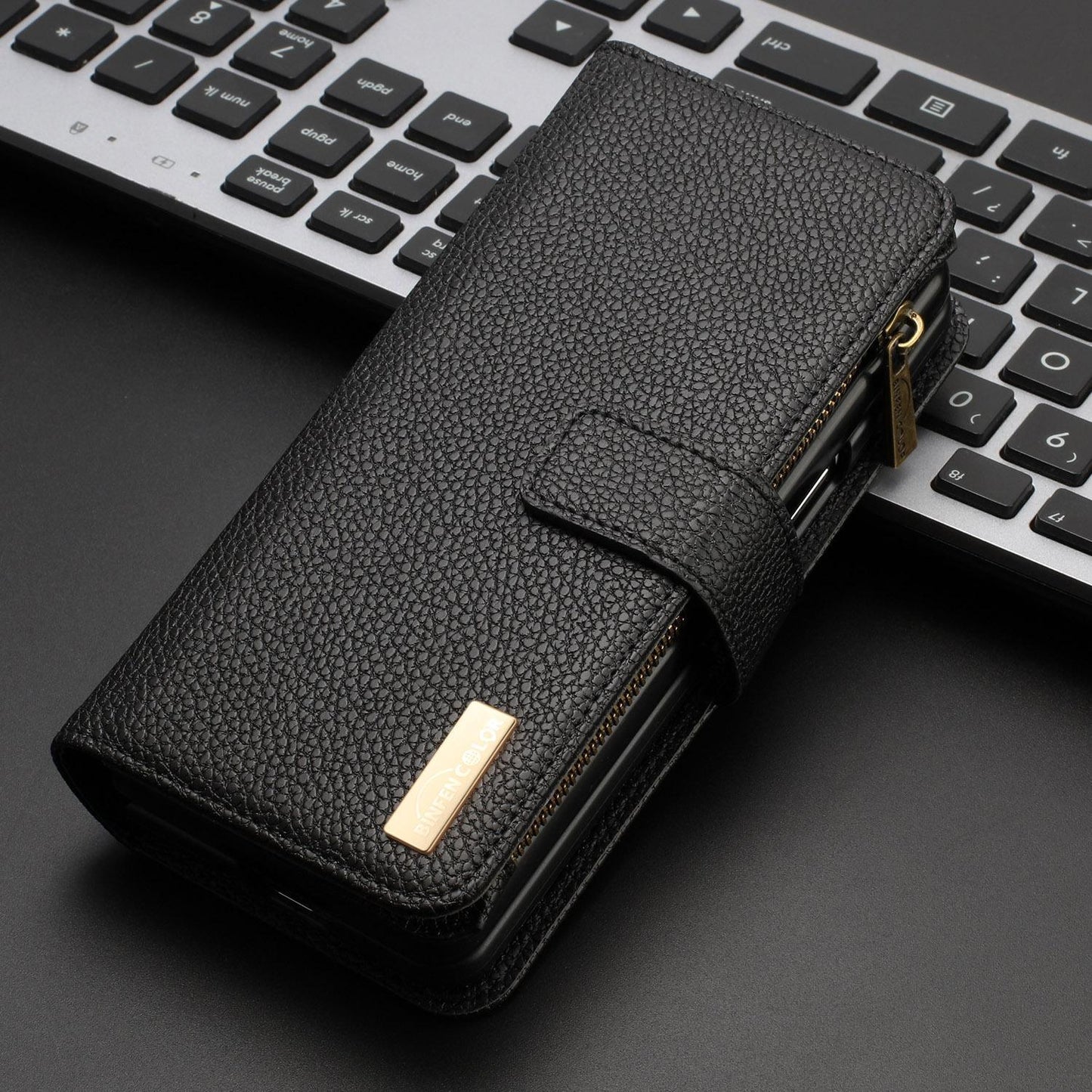 For Samsung Galaxy Z Fold4 5G Litchi Texture Zip Wallet - Green - Mekamart Australia