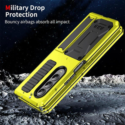 For Samsung Galaxy Z Fold4 5G Shockproof Metal Case With Holder - Yellow - Mekamart Australia