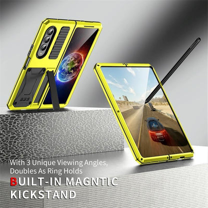 For Samsung Galaxy Z Fold4 5G Shockproof Metal Case With Holder - Yellow - Mekamart Australia