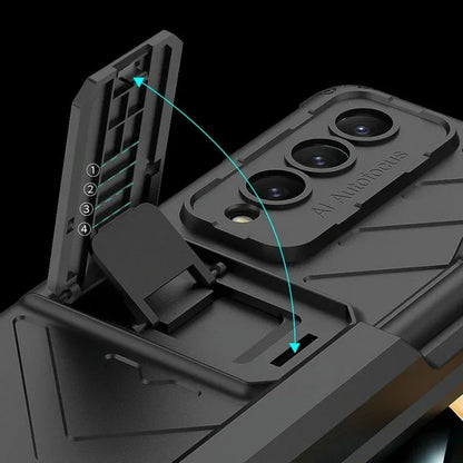 For Samsung Galaxy Z Fold4 5G Magnetic Armor Case With Push Pen - Champagne Gold - Mekamart Australia