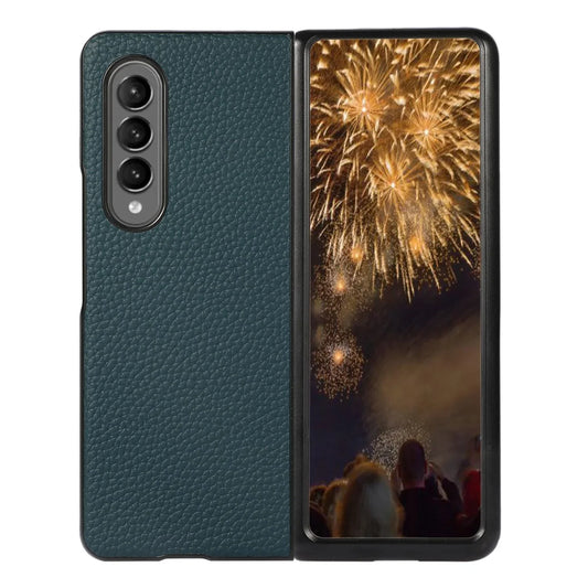 For Samsung Galaxy Z Fold4 5G Litchi Texture Case - Two Tone - Green - Mekamart Australia