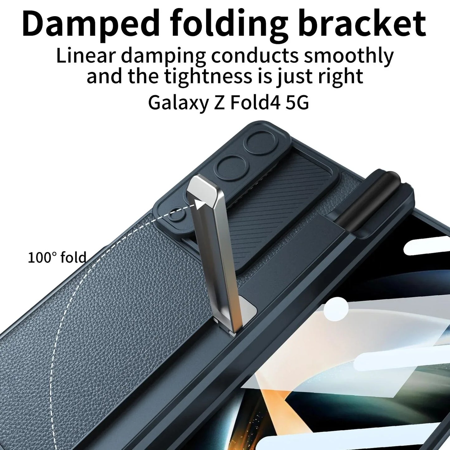 For Samsung Galaxy Z Fold4 5G Magnetic Leather Flip Case With Holder - Carbon Fiber - Mekamart Australia