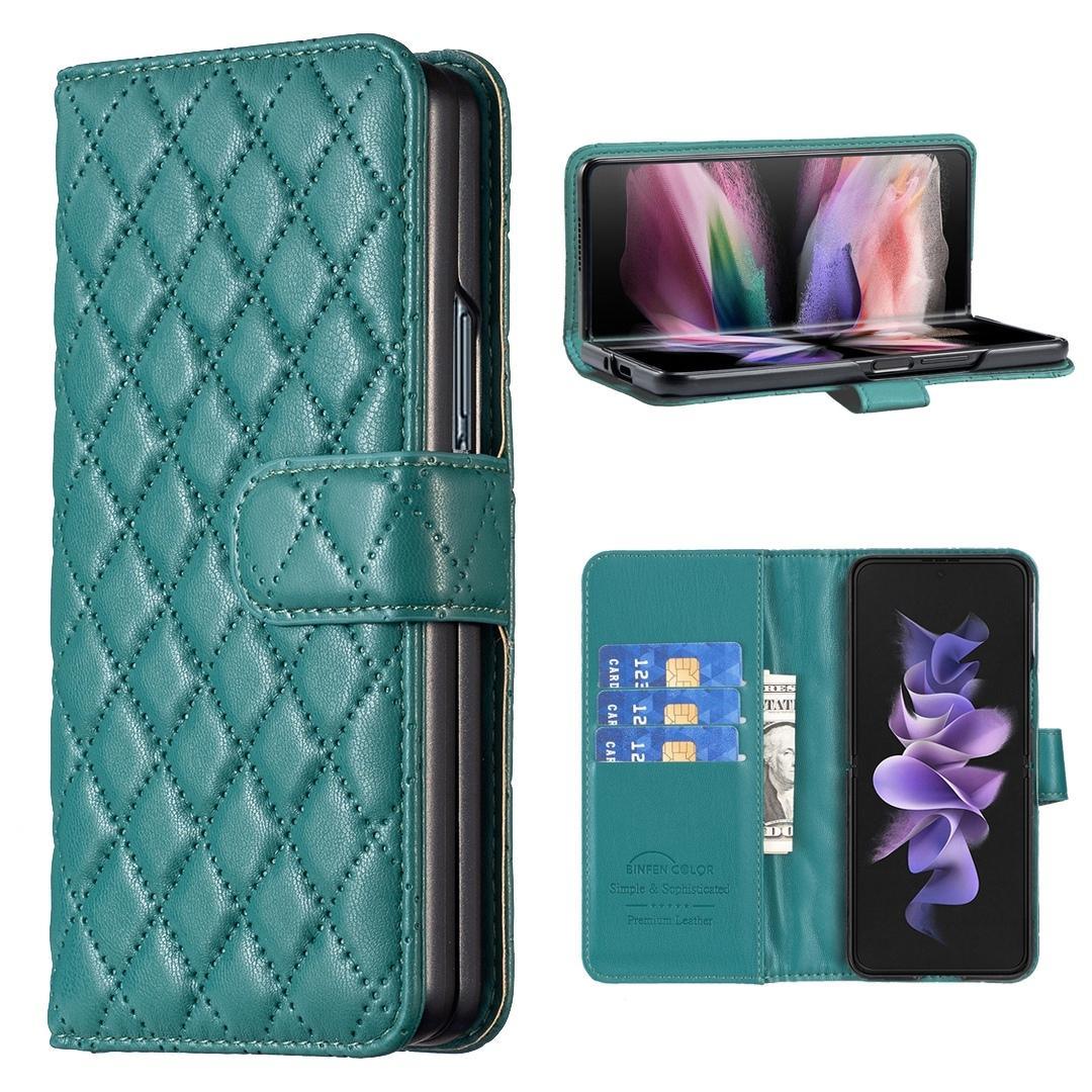 For Samsung Galaxy Z Fold4 5G Samsung Fold 4 Diamond Lattice Wallet Case - Sleek And Stylish - Green - Mekamart Australia