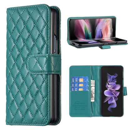 For Samsung Galaxy Z Fold4 5G Samsung Fold 4 Diamond Lattice Wallet Case - Sleek And Stylish - Green - Mekamart Australia