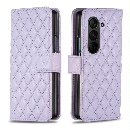 For Samsung Galaxy Z Fold4 5G Samsung Fold 4 Diamond Lattice Wallet Case - Sleek And Stylish - Green - Mekamart Australia