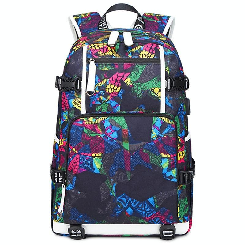 Student Waterproof Printed Backpack - Geometric Black - Mekamart Australia