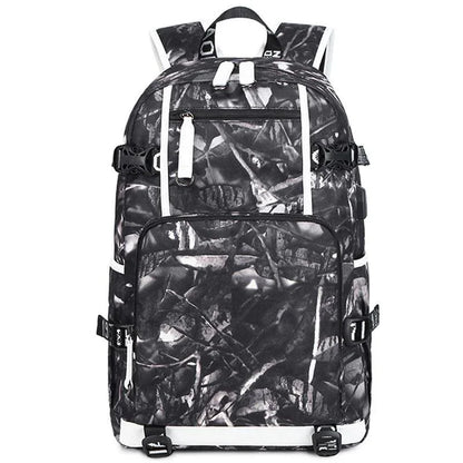 Student Waterproof Printed Backpack - Geometric Black - Mekamart Australia