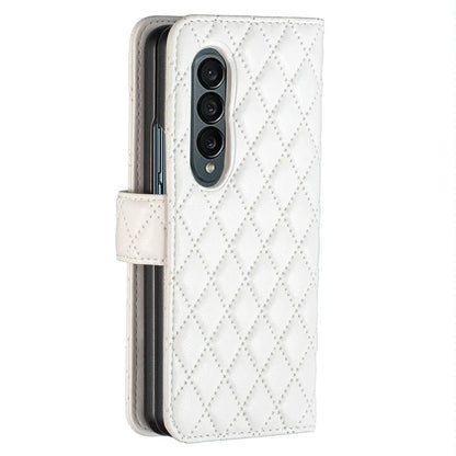 For Samsung Galaxy Z Fold4 5G Diamond Lattice Flip Wallet Case - Green - Mekamart Australia