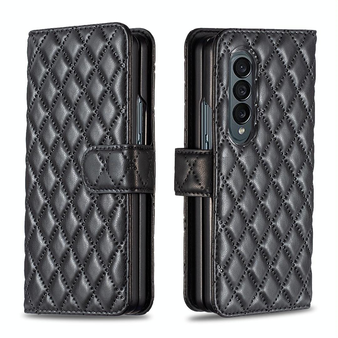 For Samsung Galaxy Z Fold4 5G Diamond Lattice Flip Wallet Case - Green - Mekamart Australia