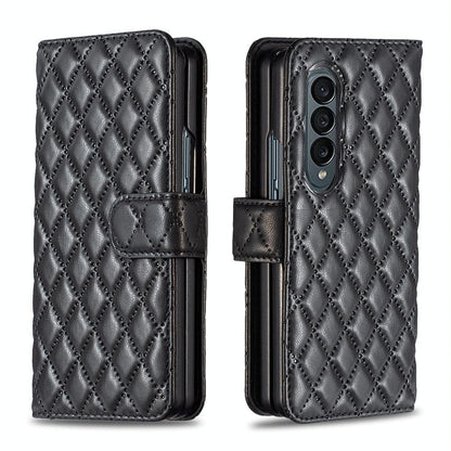 For Samsung Galaxy Z Fold4 5G Diamond Lattice Flip Wallet Case - Green - Mekamart Australia