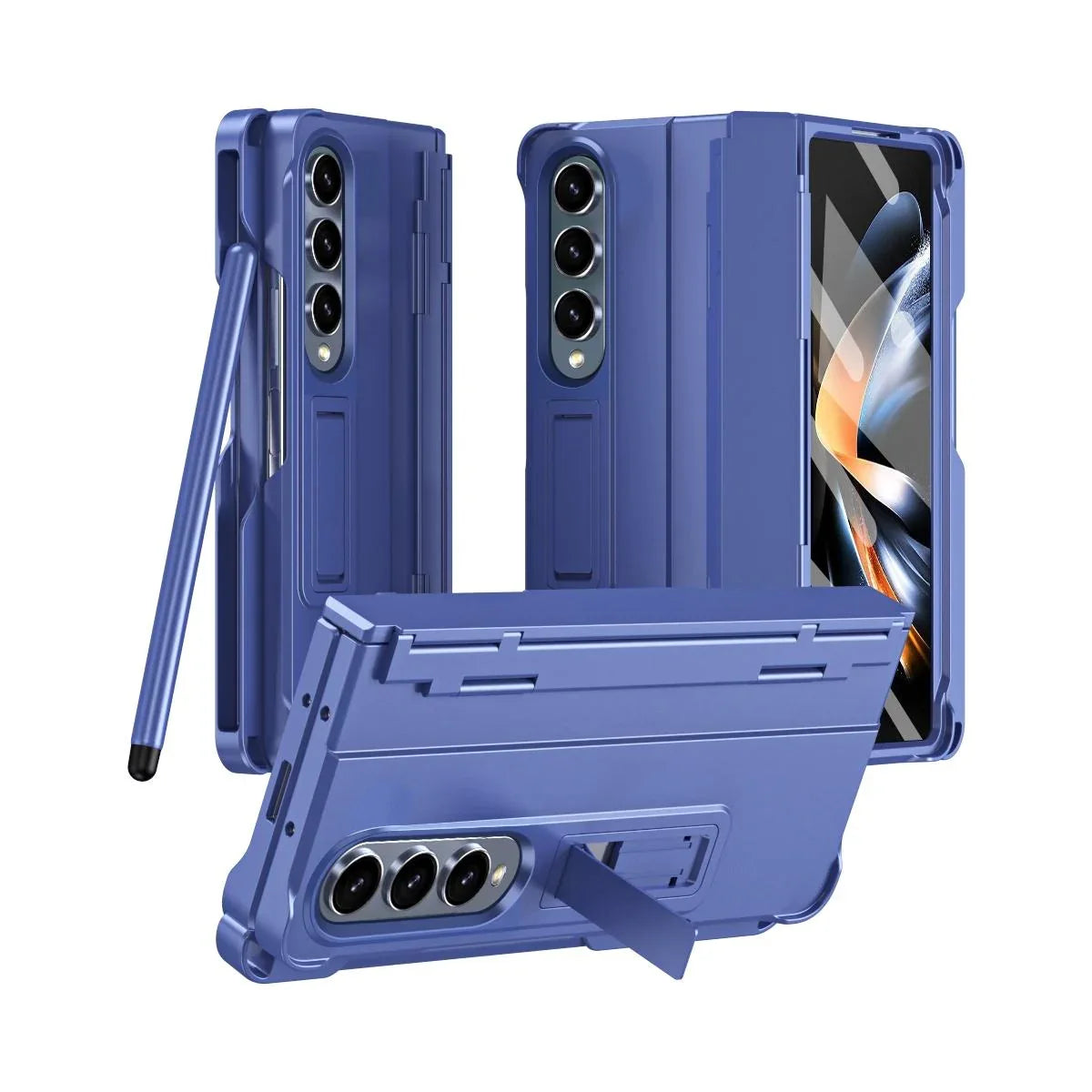 For Samsung Galaxy Z Fold4 5G Shockproof Diamond Case With Hinge And Pen - Blue - Mekamart Australia