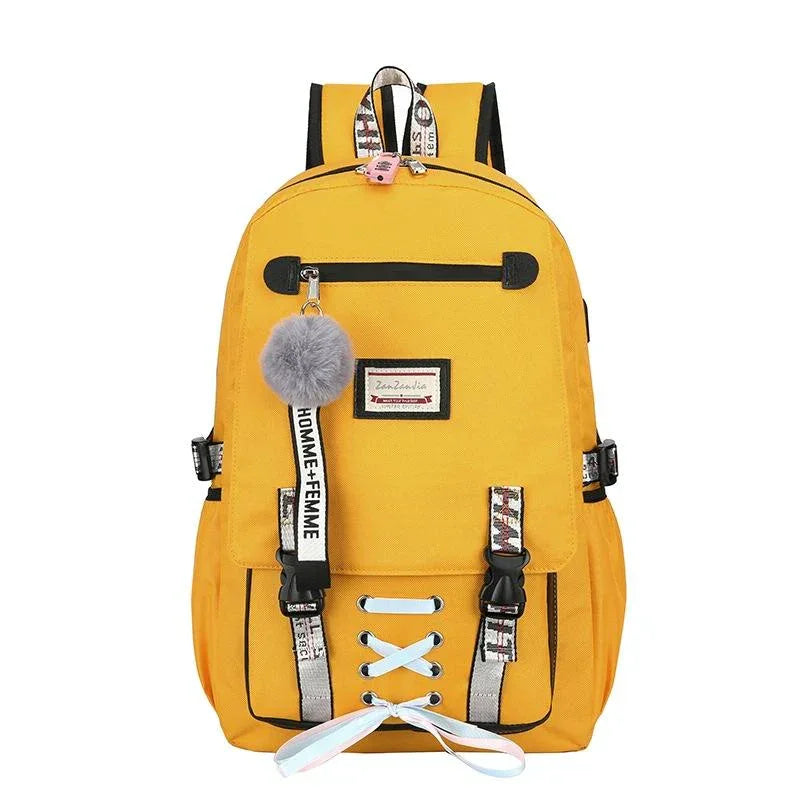 Anti-theft Usb Backpack for Sports and Leisure - Yellow - Mekamart Australia