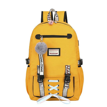 Anti-theft Usb Backpack for Sports and Leisure - Yellow - Mekamart Australia