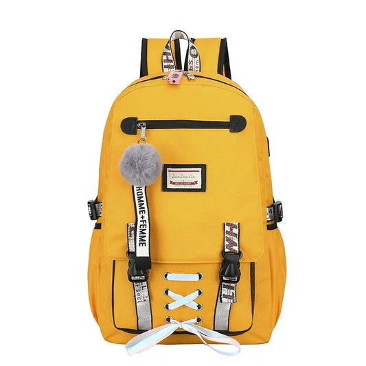 Anti-theft Usb Backpack for Sports and Leisure - Yellow
