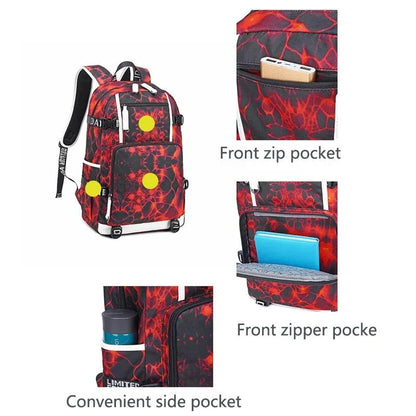 Student Waterproof Printed Backpack - Black Skin - Mekamart Australia