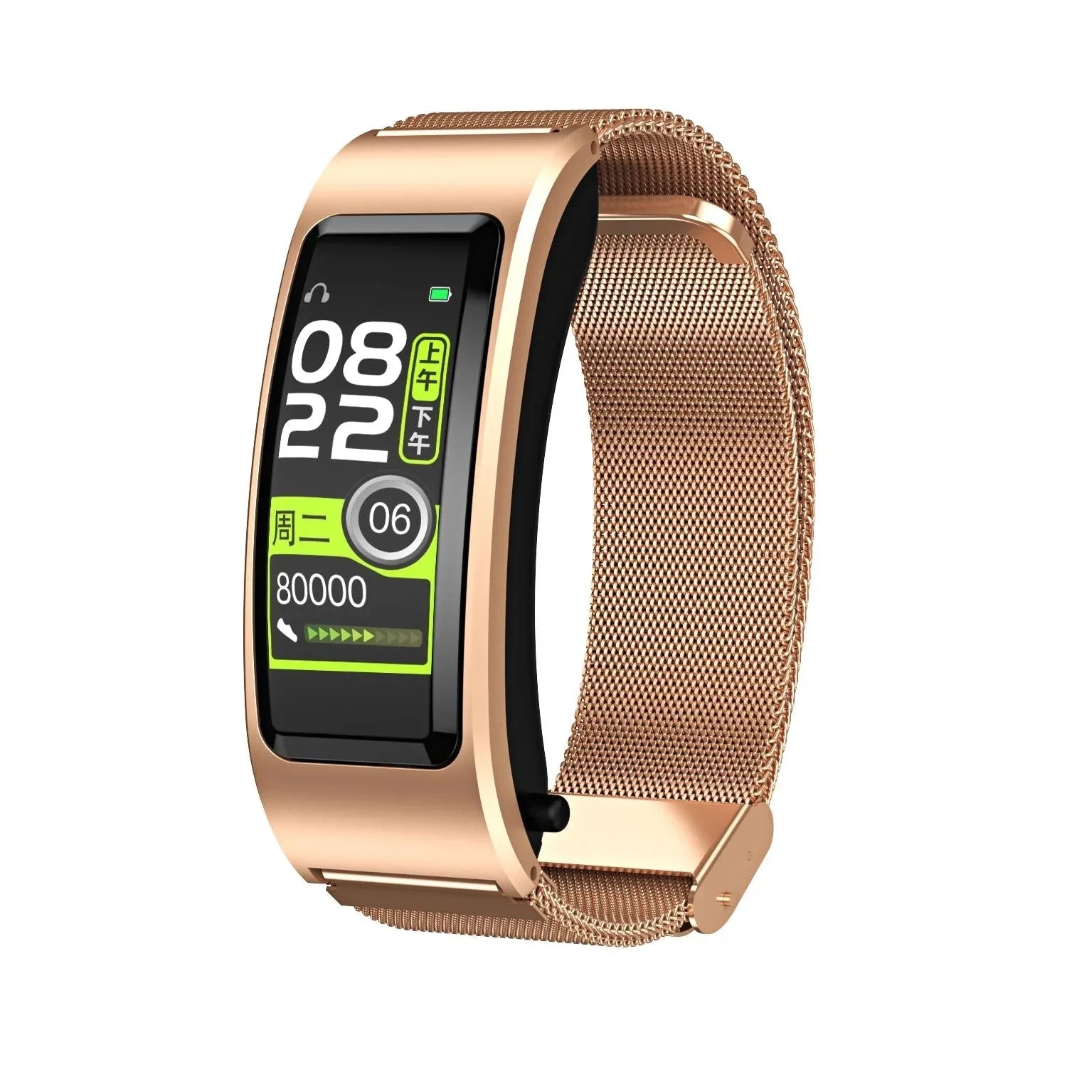 Bluetooth Sleep Heart Monitor Bracelet - B7 - Gold + Gold Steel Chain - Mekamart Australia