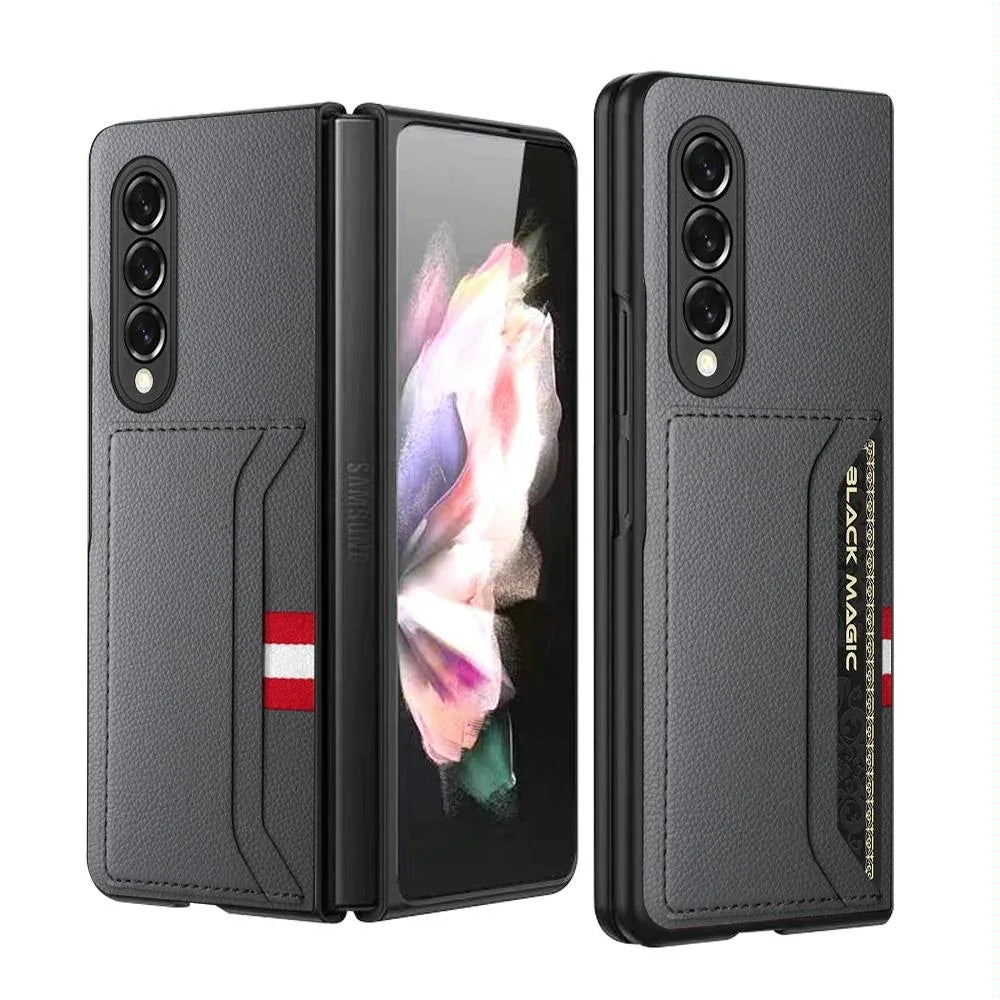 For Samsung Galaxy Z Fold4 5G Litchi Texture Microfiber Case - Red - Mekamart Australia