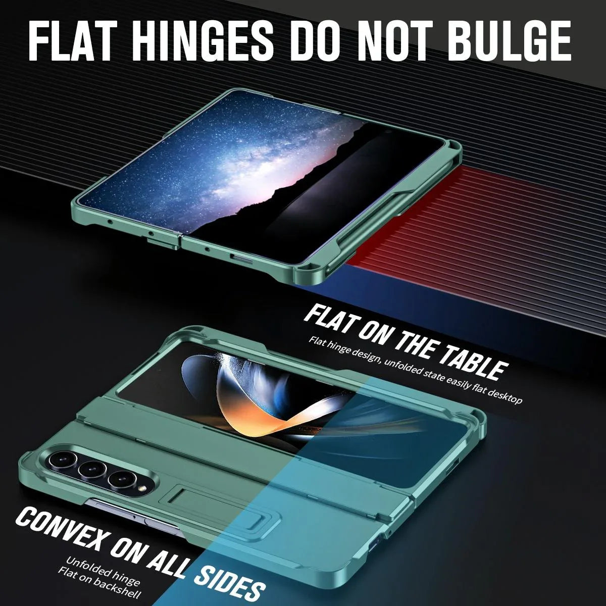 For Samsung Galaxy Z Fold4 5G Shockproof Diamond Case With Hinge And Pen - Green - Mekamart Australia