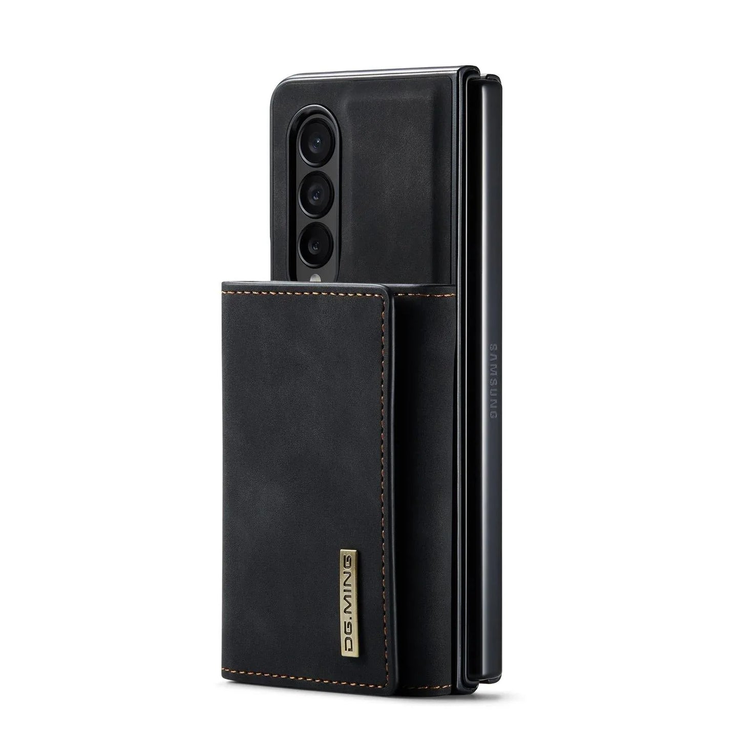 For Samsung Galaxy Z Fold4 5G Wallet Case - 3 Fold Multi Card Holder - Black - Mekamart Australia
